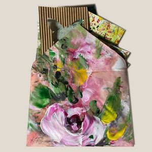 sold - 20+ Hand painted Pieces stuffed in Painted Floral Envelope, collage, mix…